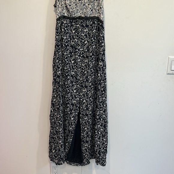 Tanya Taylor 100% Silk Floral Lace Sarita Slip Slit Midi Dress Size 14 plus navy - Picture 4 of 8